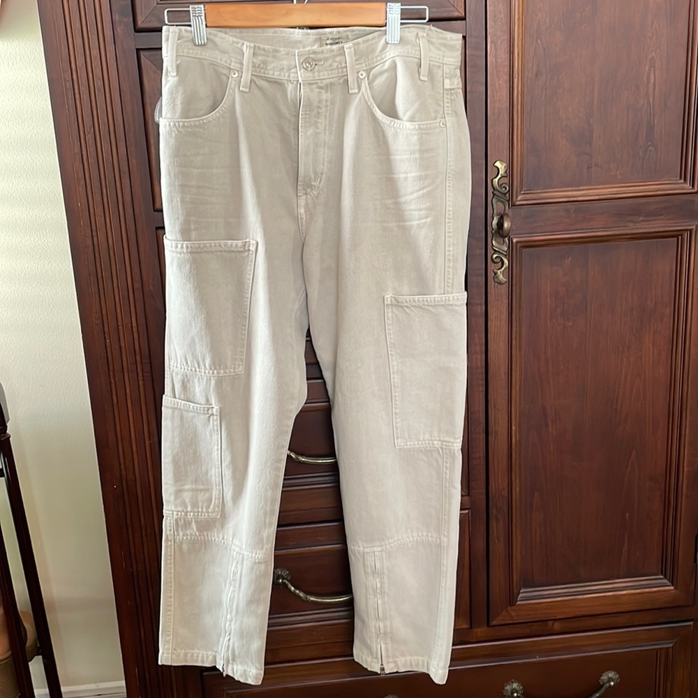 Citizens of humanity canvas utility pants in beige.